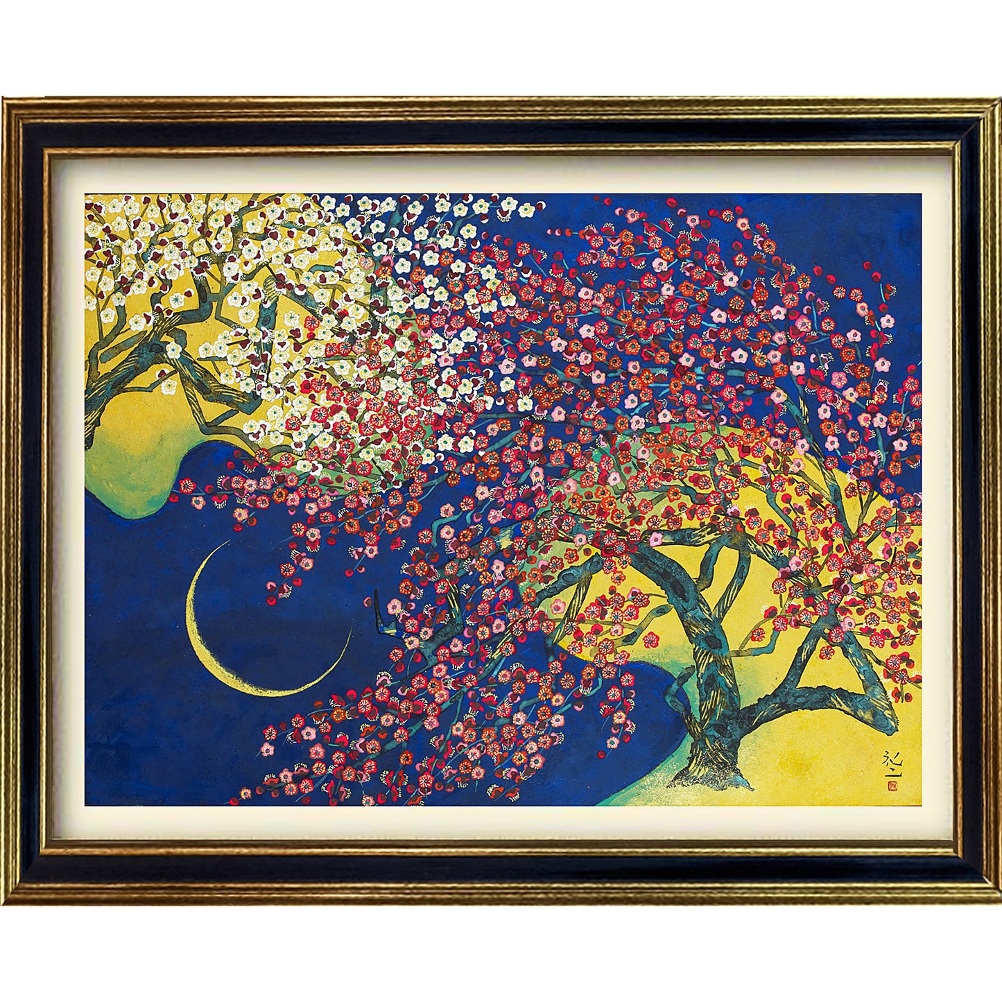 平松礼二「紅白梅 月図」(FGR)